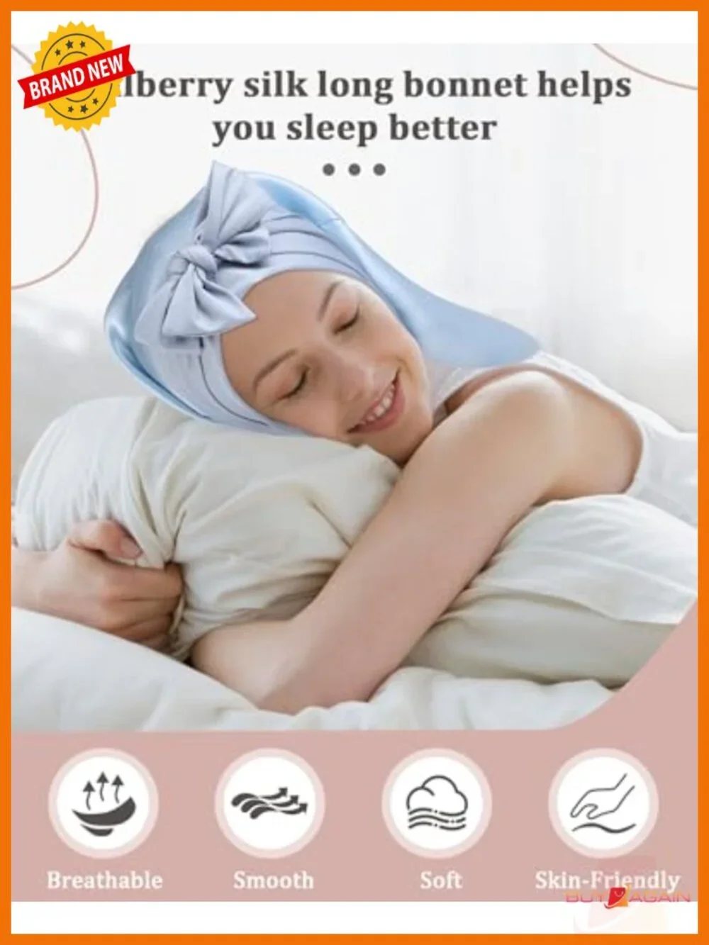 100% Mulberry Silk Hair Bonnet for Sleeping Adjustable Long Hair Wrap